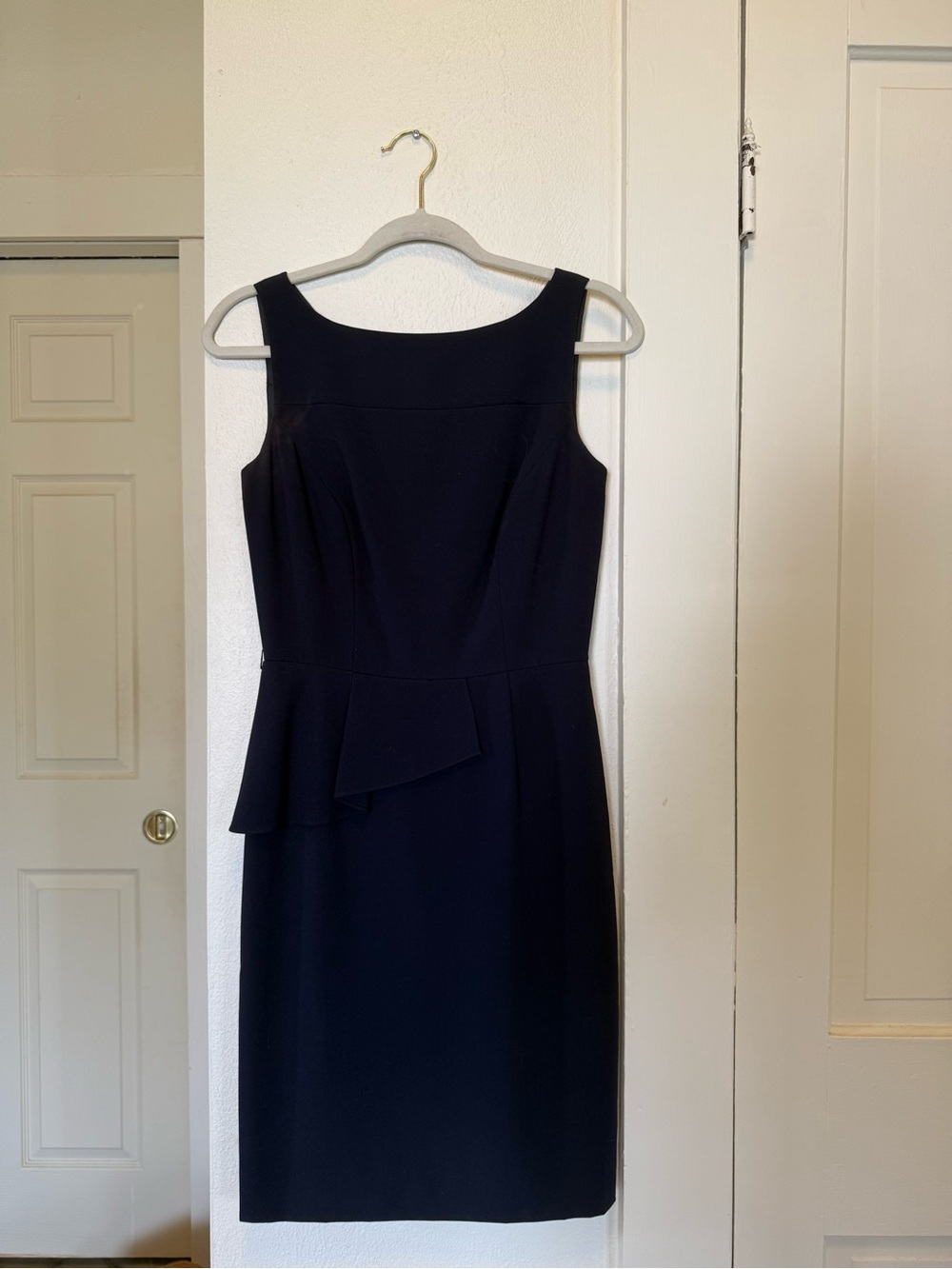ANTONIO MELANI Navy Sleeveless Peplum Sheath Dress